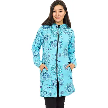 Dámská mikina Himalife Prodloužená mikina na zip s kapucí Talia - tyrkysová Velikost: XXL - Móda pro plnoštíhlé, Oblečení nadměrné velikosti