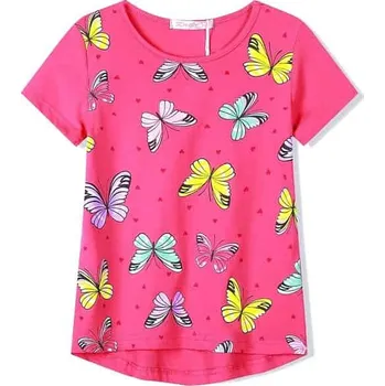 Dívčí oblečení DÍVČÍ TRIČKO S MOTÝLKY HC9337 VELIKOSTI 98-128 Velikost: 98, Barva: Malinová