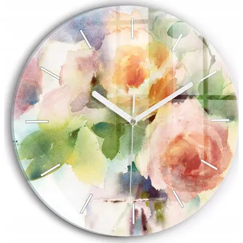 Hodiny Čtvercové Skleněné Foto Hodiny na Zeď do Obýváku Vizualizace Přírody fi30 cm