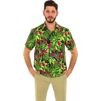 Pánská košile Himalife Pánská košile Wild Orchidea - zelená s růžovou Velikost: L