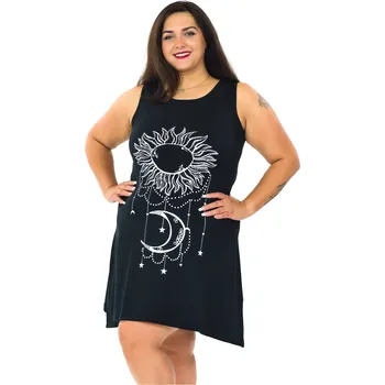 Dámské šaty Himalife Šaty Sun - černá s bílou Velikost: XL - Móda pro plnoštíhlé, Oblečení nadměrné velikosti