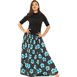 Himalife Maxi sukně s kapsami Plumeria - černá s tyrkysovou Velikost: S/M