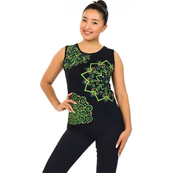 Dámské tričko Himalife Tílko Pixie - černá se zelenou Velikost: 4XL - Móda pro plnoštíhlé, Oblečení nadměrné velikosti