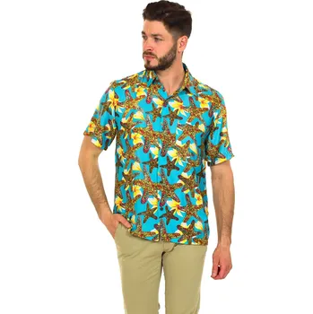 Pánská košile Himalife Pánská košile Starfish - tyrkysová Velikost: 4XL - Móda pro plnoštíhlé, Oblečení nadměrné velikosti
