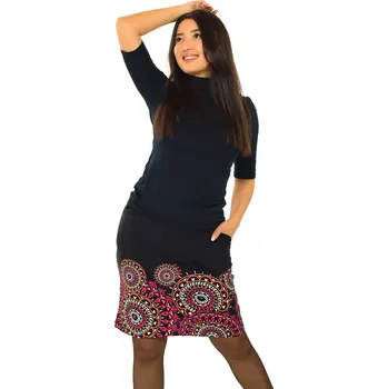 Dámská sukně Himalife Sukně Leyla - černá s červenou Velikost: XXL/3XL - Móda pro plnoštíhlé, Oblečení nadměrné velikosti