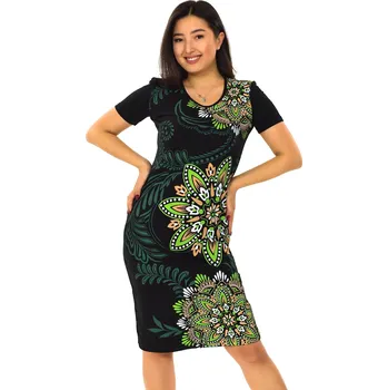 Dámské šaty Himalife Šaty Maila - černá s limetkovou Velikost: 3XL - Móda pro plnoštíhlé, Oblečení nadměrné velikosti