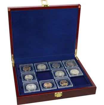 Obal pro sběratelský předmět SAFE Kazeta Premium z lakovaného dřeva, na mince ve čtvercovách kapslích