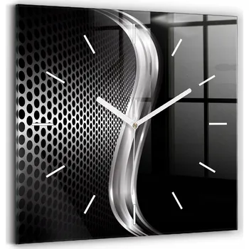Hodiny Skleněné hodiny s motivem Moderní nástěnné hodiny Černá abstrakce kovu
