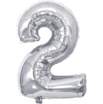 Balónek Narozeninový balónek, stříbrný 40" (100 cm) číslo 2