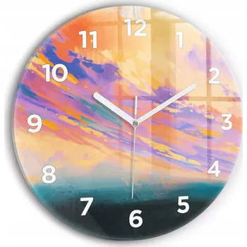 Hodiny Moderní skleněné hodiny s grafikou na zeď Abstrakce nebe kulatý průměr 30 cm