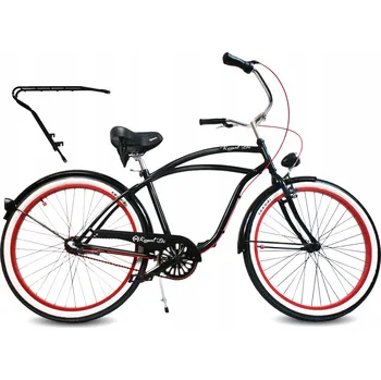 Městské kolo Pánské městské kolo 26" cruiser DRACULA RoyalBi černé, 3 rychlosti, retro nosič