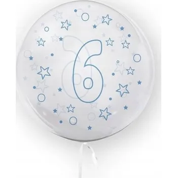 Balónek Balónek 45 cm k narozeninám Číslice 6 hvězdiček MODRÝ Tuban Balónky