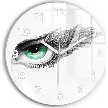 Hodiny Moderní skleněné hodiny s grafikou na zeď Abstrakce lidské oko průměr 30 cm
