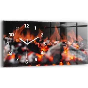 Hodiny Minimalistické skleněné nástěnné hodiny se stylovým potiskem Mřížka 60x30 cm