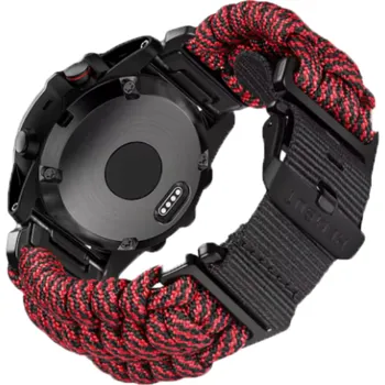 Příslušenství k chytrým hodinkám HEMSUT řemínek Paracord EasyFit/QuickFit 26 mm na Garmin watch Červená