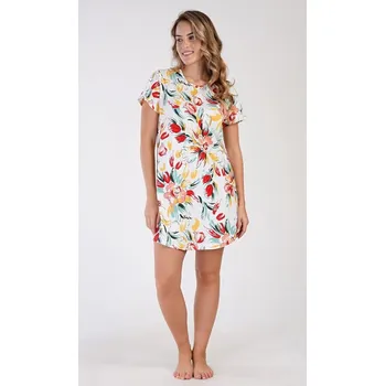 Dámské noční prádlo Dámská noční košile s krátkým rukávem Sofie - lososová - M
