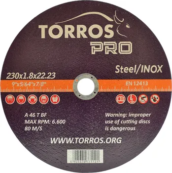 Řezný kotouč Řezací kotouč na kov 230 Torros PRO INOX 230x1,8x22,2 kotouče nerez