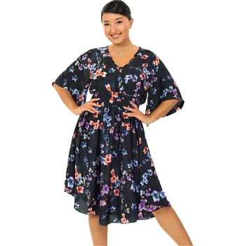 Dámské šaty Himalife Šaty s širokými rukávy Soha - černá Velikost: XXL/3XL - Móda pro plnoštíhlé, Oblečení nadměrné velikosti