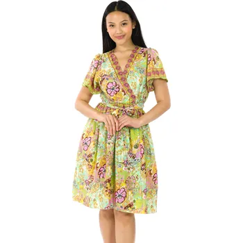 Dámské šaty Himalife Zavinovací šaty s krátkým rukávem Paisley - barevné Velikost: 4XL/5XL - Móda pro plnoštíhlé, Oblečení nadměrné velikosti