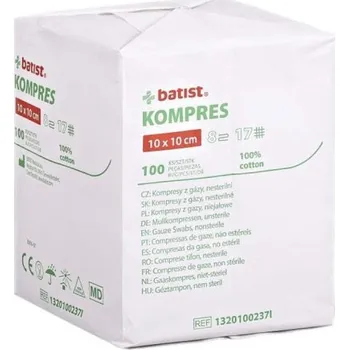 Kompres Kompresy gáza 10x10cm 8 vrstev nesterilní 100ks