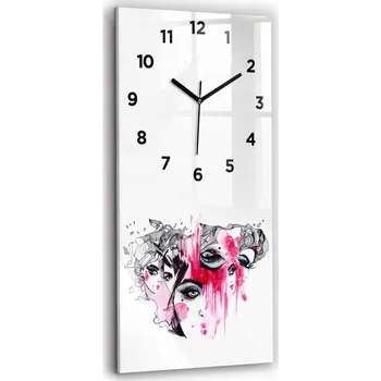 Hodiny Skleněné nástěnné hodiny do kanceláře S Potiskem Mnoho tváří abstrakce 30x60 cm