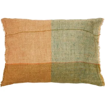 Povlak na dekorativní polštářek Zeleno-oranžový povlak na polštář Kave Home Sanna 30 x 50 cm