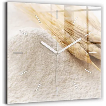 Hodiny Skleněné hodiny nástěnné moderní - Mouka a klasy obilí 30x30 cm