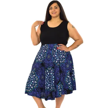 Dámské šaty Himalife Šaty s kapsami Aika - černá s modrou a tyrkysovou Velikost: XL - Móda pro plnoštíhlé, Oblečení nadměrné velikosti