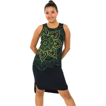 Dámské šaty Himalife Šaty Maia - černá se zelenou Velikost: 3XL - Móda pro plnoštíhlé, Oblečení nadměrné velikosti