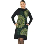 Himalife Šatomikina s maxi kapucí Sundari - černá s limetkovou Velikost: 4XL - Móda pro plnoštíhlé, Oblečení nadměrné velikosti