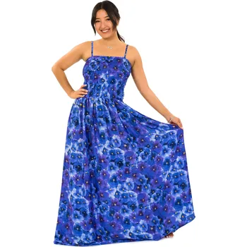 Dámské šaty Himalife Dlouhé šaty s kapsami Macešky - fialová Velikost: S/M