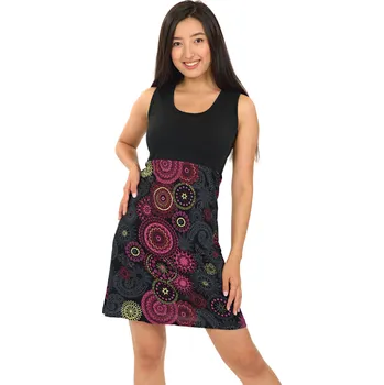 Dámské šaty Himalife Šaty Maupiti - černá s růžovou Velikost: XXL/3XL - Móda pro plnoštíhlé, Oblečení nadměrné velikosti