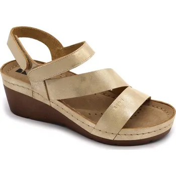 Dámská obuv Dámské kožené sandály LEON 1120 - Zlatá Velikost: 41