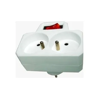 Síťový kabel síťové rozbočení 2x10A čelní s vypínačem