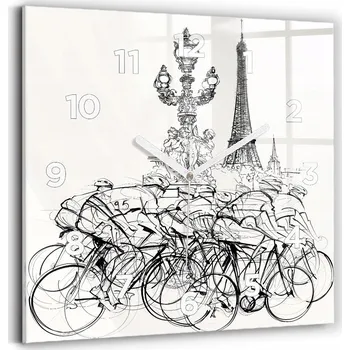Hodiny Skleněné hodiny s motivem Tichý Klasické Nástěnné Kresba cyklistických závodů