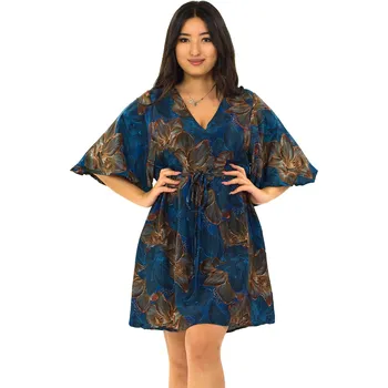 Dámské šaty Himalife Šaty s krátkým rukávem Jolie - tmavě modrá se zlatou Velikost: S/M