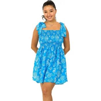 Dámské šaty Himalife Mini šaty-sukně 2v1 Ezra Mušle - modrá s bílou Velikost: XXL/3XL - Móda pro plnoštíhlé, Oblečení nadměrné velikosti