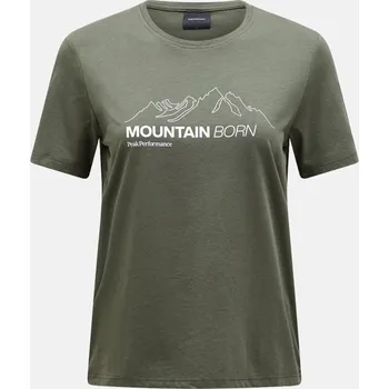 Dámské tričko TRIČKO PEAK PERFORMANCE W EXPLORE GRAPHIC TEE PINE NEEDLE