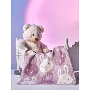 Dětská deka Polášek Dětská bavlněná deka 2168-1 Fialová 60% bavlna + 35% akryl + 5% polyester 75 x 100