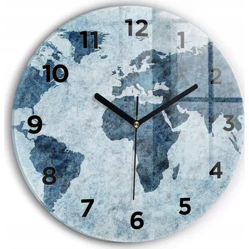 Hodiny Ozdobné nástěnné hodiny s krásnou grafikou Malovaná mapa světa kulatý průměr 30 cm