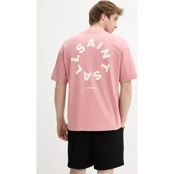 Pánské tričko Bavlněné tričko AllSaints TIERRA SS CREW M072PB růžová 30X, vel. M