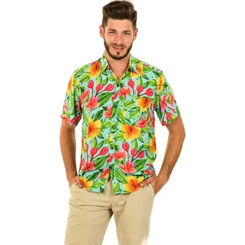 Pánská košile Himalife Pánská košile Maui - tyrkysová s barvami Velikost: 4XL - Móda pro plnoštíhlé, Oblečení nadměrné velikosti