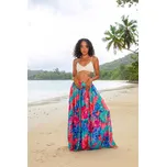 Himalife Maxi sukně s kapsami Ilikai - tyrkysová s růžovou Velikost: L/XL - Móda pro plnoštíhlé, Oblečení nadměrné velikosti