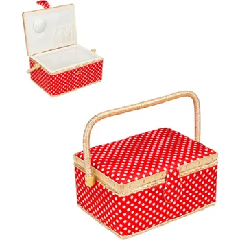 Organizér galanterie Kazeta na šití s organizérem 24 x 17,5 x 13 cm design šití Varianta: červená s puntíky