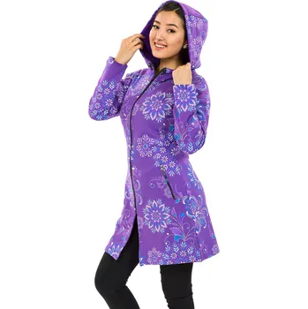 Dámská mikina Himalife Prodloužená mikina na zip s kapucí Talia - fialová Velikost: XXL - Móda pro plnoštíhlé, Oblečení nadměrné velikosti