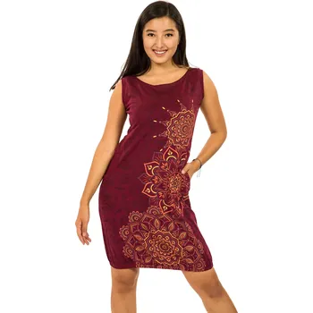 Dámské šaty Himalife Balonové šaty Lhasa - vínová Velikost: 4XL - Móda pro plnoštíhlé, Oblečení nadměrné velikosti