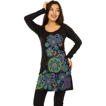 Dámské šaty Himalife Tunika Waimea - černá s barvami Velikost: 3XL