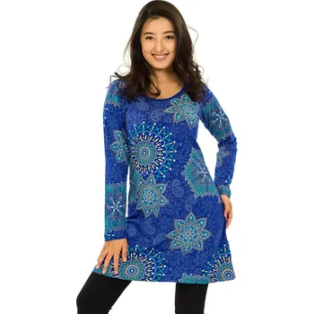 Dámské šaty Himalife Šaty s dlouhým rukávem Sambora - královská modrá Velikost: XXL - Móda pro plnoštíhlé, Oblečení nadměrné velikosti