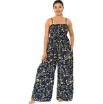 Himalife Kalhotový overal s kapsami Sultana - modrá se zlatou Velikost: XXL/3XL - Móda pro plnoštíhlé, Oblečení nadměrné velikosti