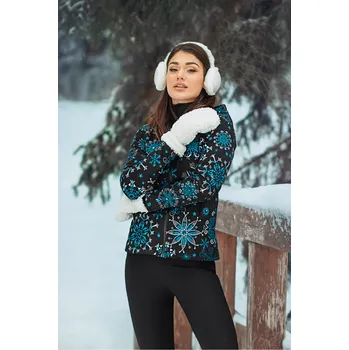 Dámská mikina Himalife Hřejivá mikina na zip s kapucí Lami - černá s modrou Velikost: 4XL - Móda pro plnoštíhlé, Oblečení nadměrné velikosti